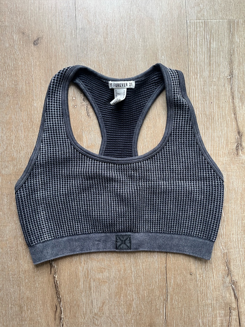 Navy blue Charcoal Gray  washed Waffle Racerback Sports Bra